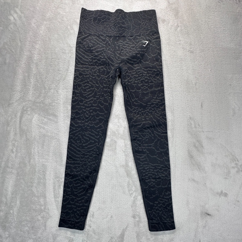 Gymshark Adapt Seamless Leggings Womens S Black Jacquard Stretch Sweat Wicking